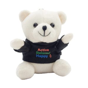 Miś brelok , biały - twój napis na koszulce