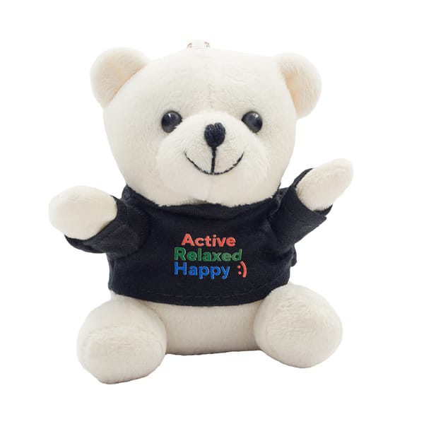 Miś brelok , biały - twój napis na koszulce