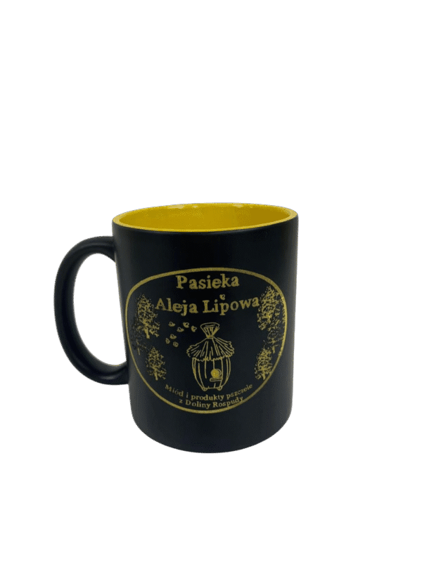 Kubek czarny matowy  (żółty) - grawerowany obrazek, napis