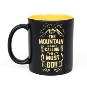 Kubek czarny matowy  (żółty) - grawerowany obrazek, napis